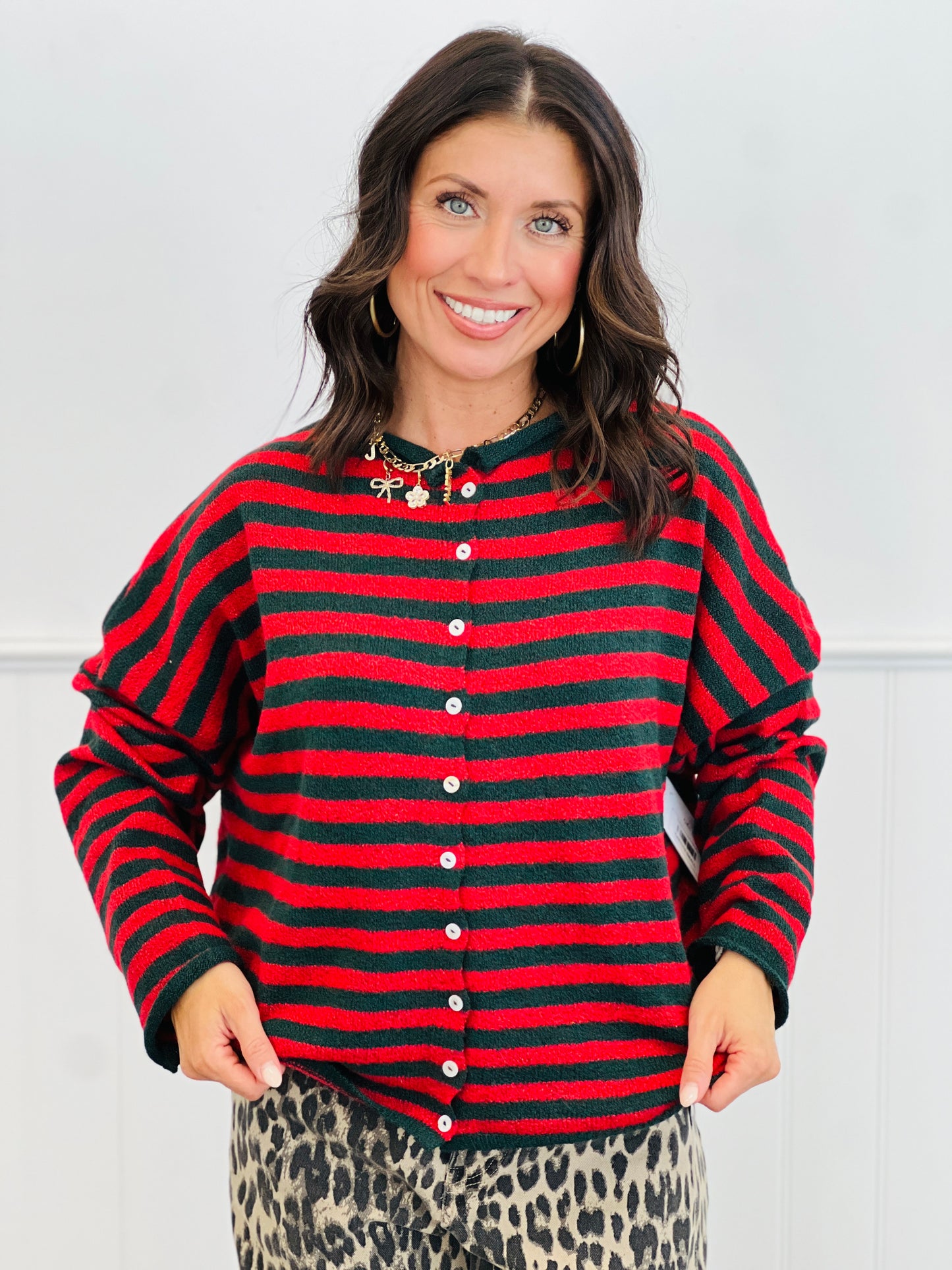 Red/Green Striped Gigi Cardigan (Reg.)