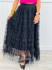 Black Cascading Tulle Mesh Maxi Skirt (Reg & Plus)