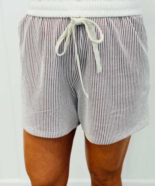Ivory/Red Striped Shorts (Reg & Plus)