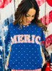 Blue Polka Dot America Embroidered Top (Reg.)