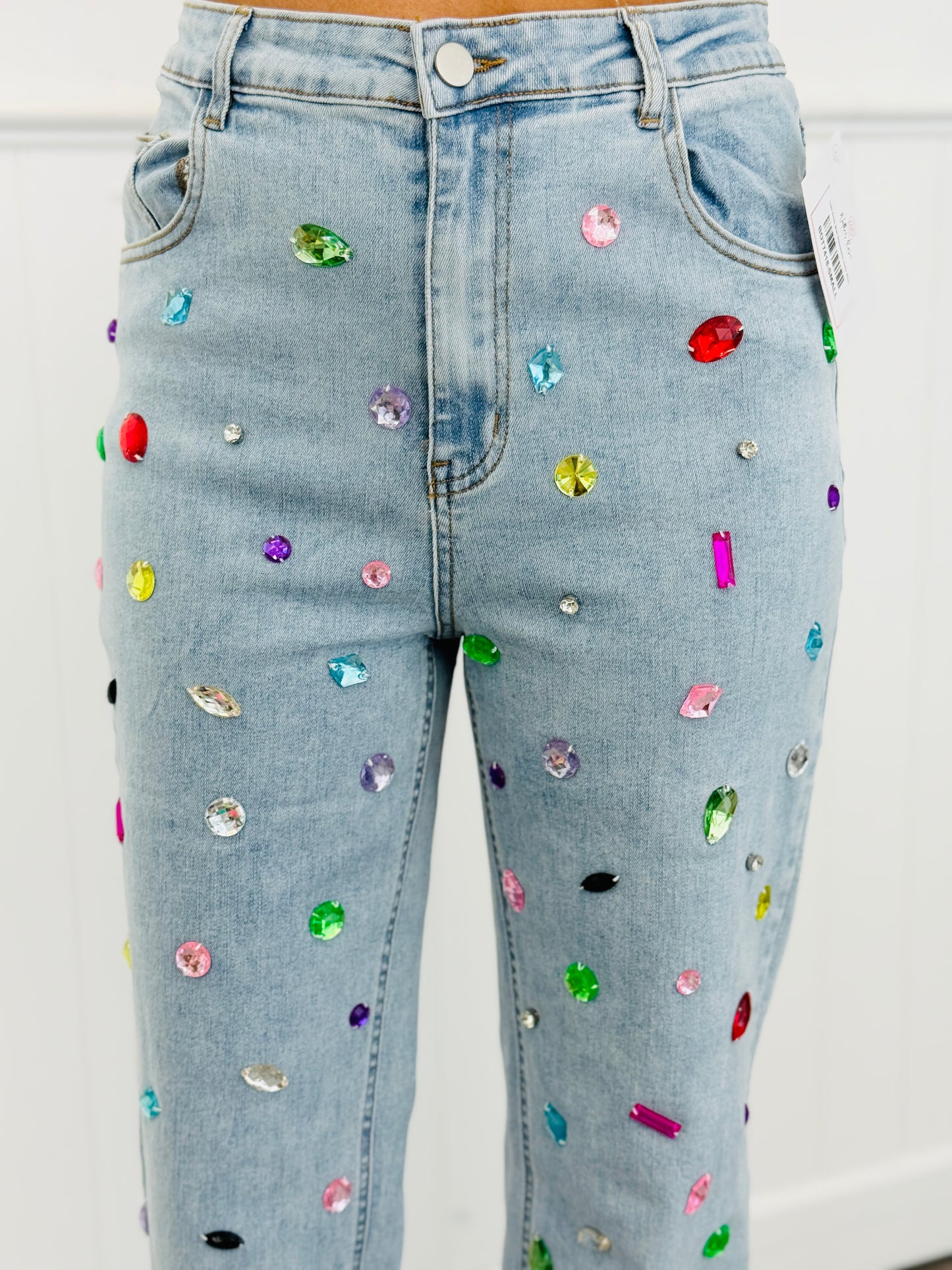 Light Denim Multi Rhinestones Jeans (Reg.)