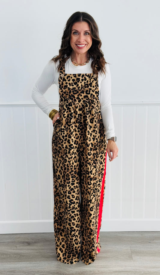 Racing Stripe Leopard Overalls (Reg & Plus)