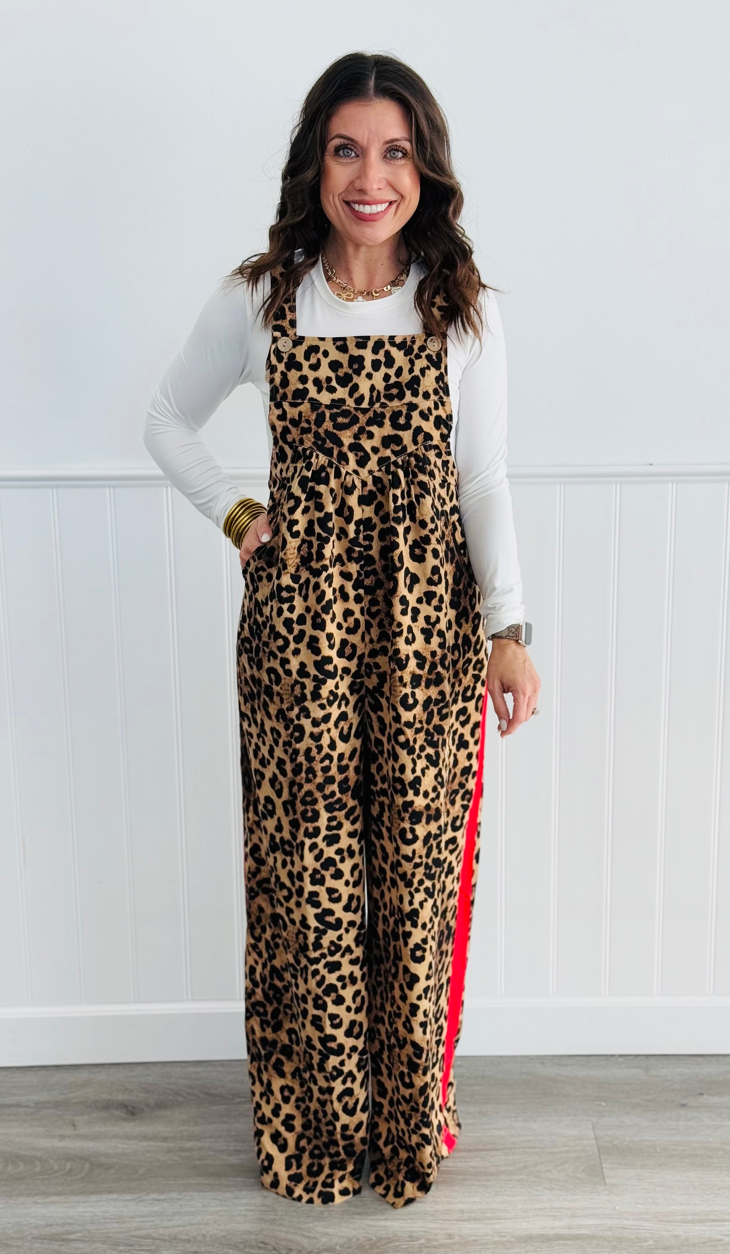 Racing Stripe Leopard Overalls (Reg & Plus)