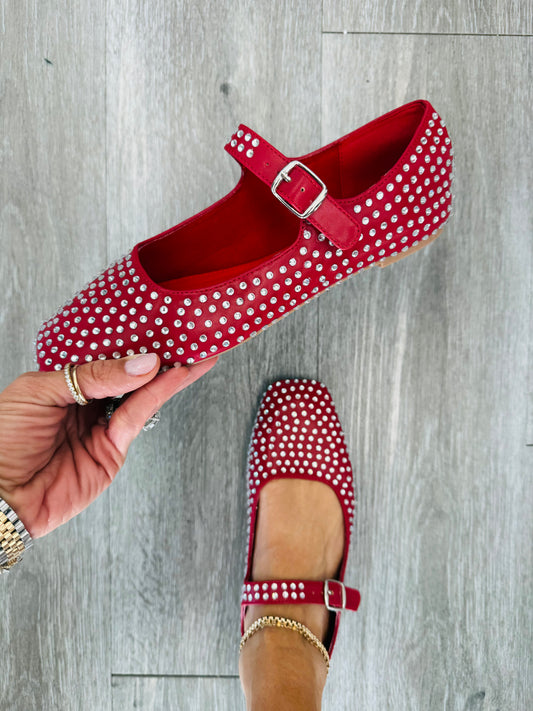 Cherry All That Bling Rhinestone Flats