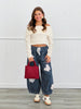 Ink Denim Stripe Butterfly Barrel Pants (Reg & Plus)