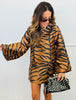 Tiger Print Flare Sleeve Top (Reg.)