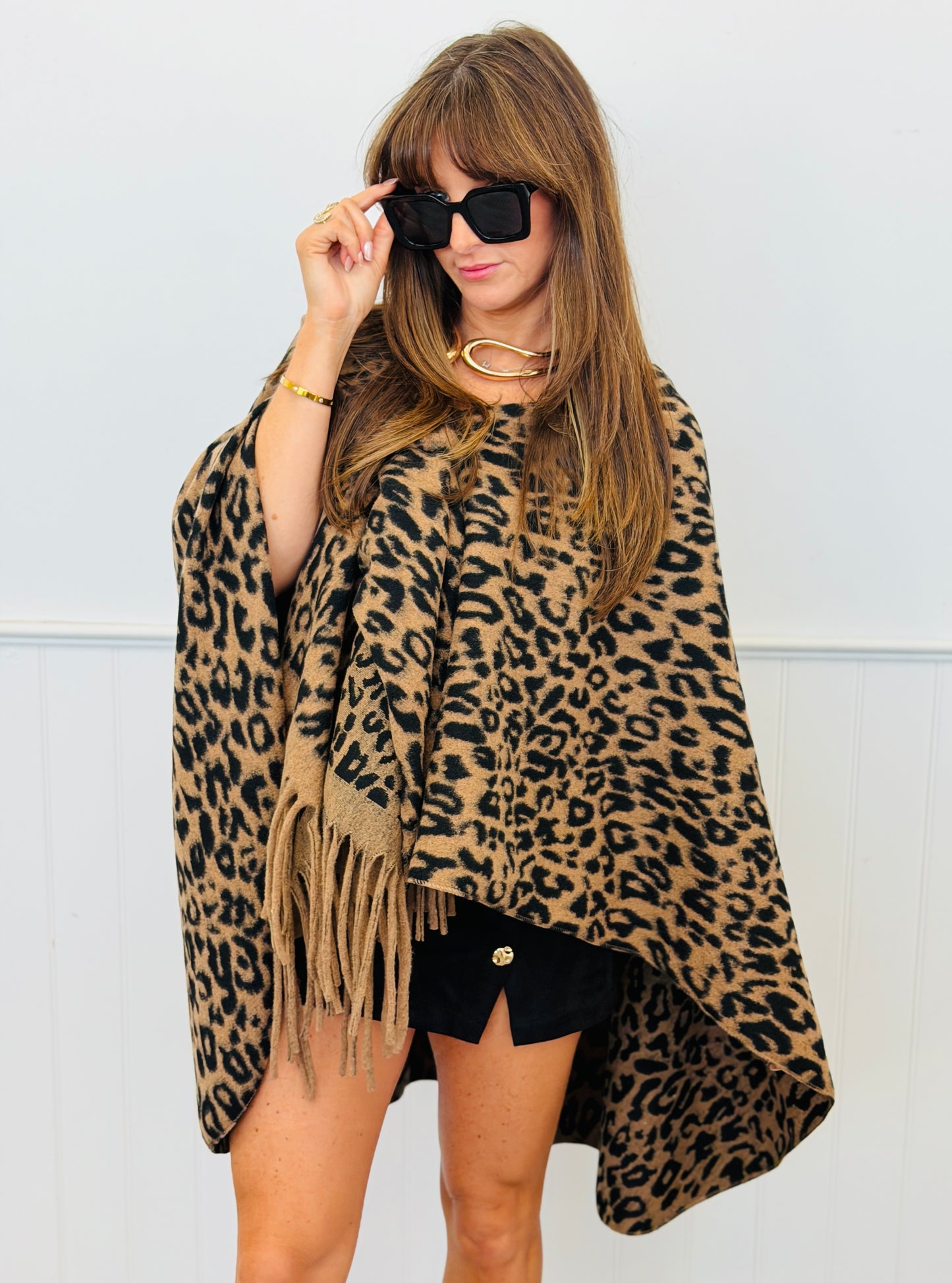 Leopard Wrapped in Style Poncho (OS)