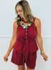 Burgundy Button Up Tie Top (Reg.)