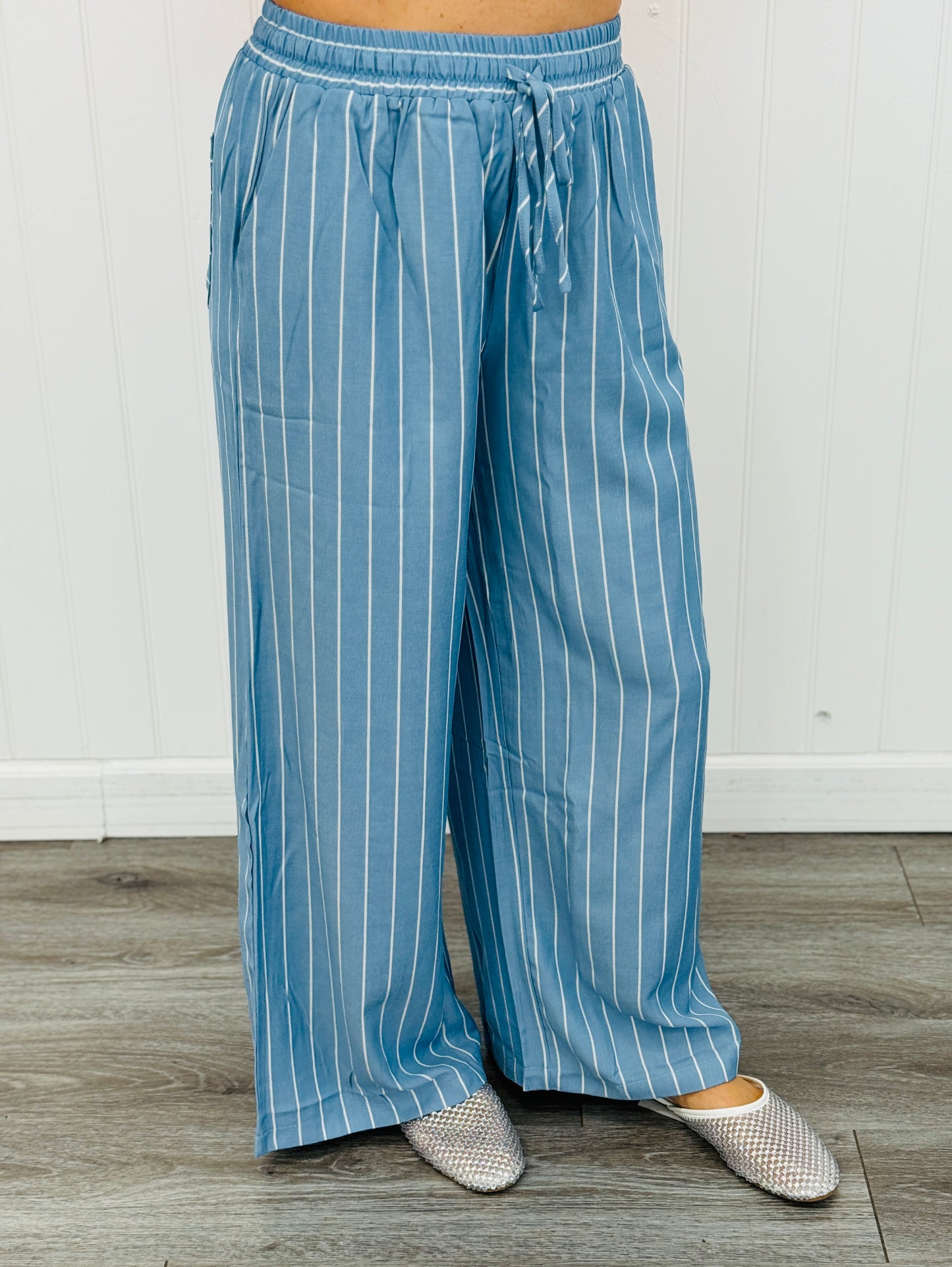Sky High Waist Striped Palazzo Pants (Reg.)