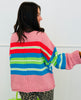 Rose/Pink Sensational Striped Mock Neck Sweater Top (Reg.)