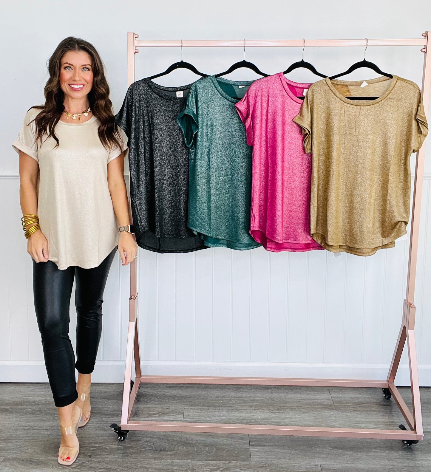 Touch Of Sparkle Basic Top (Reg. & Plus)- 5 Colors