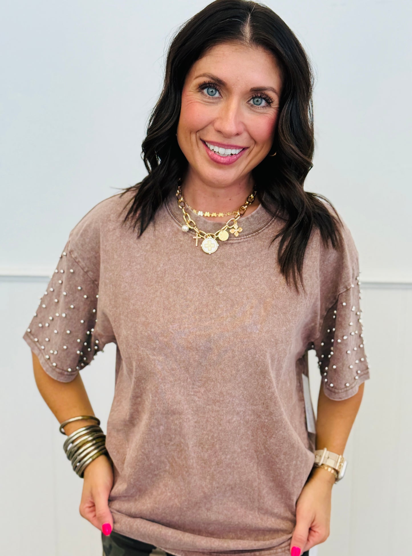 Solid Stud Detail Top (Reg.) - 3 Colors