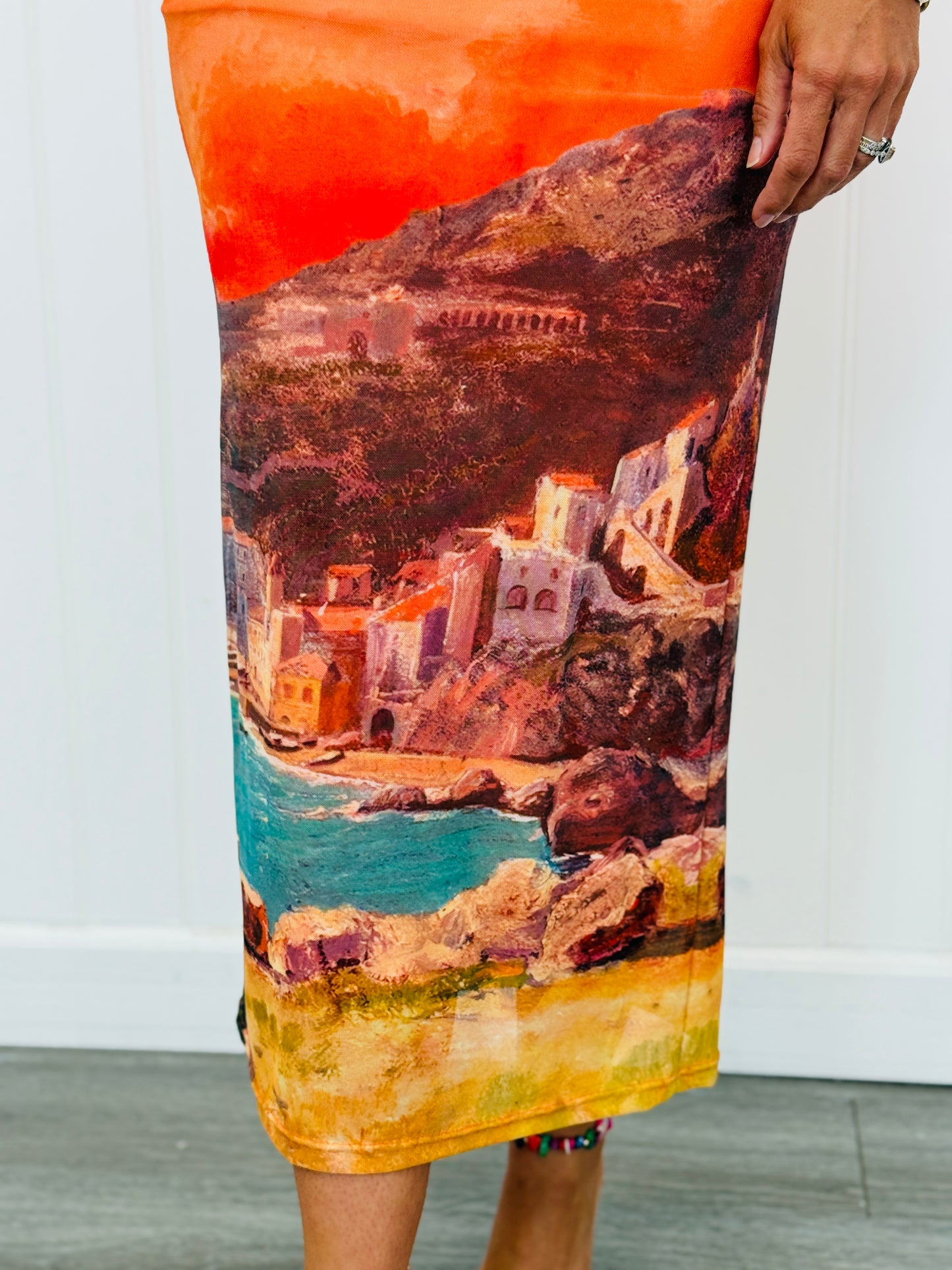 Sunset Landscape Mesh Maxi Dress (Reg.)