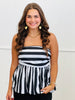 Striped Bubble Hem Babydoll Tube Top (Reg & Plus)-2 Colors