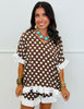Brown/Cream Polka Dot Ruffle Hem Blouse (Reg. and Plus)