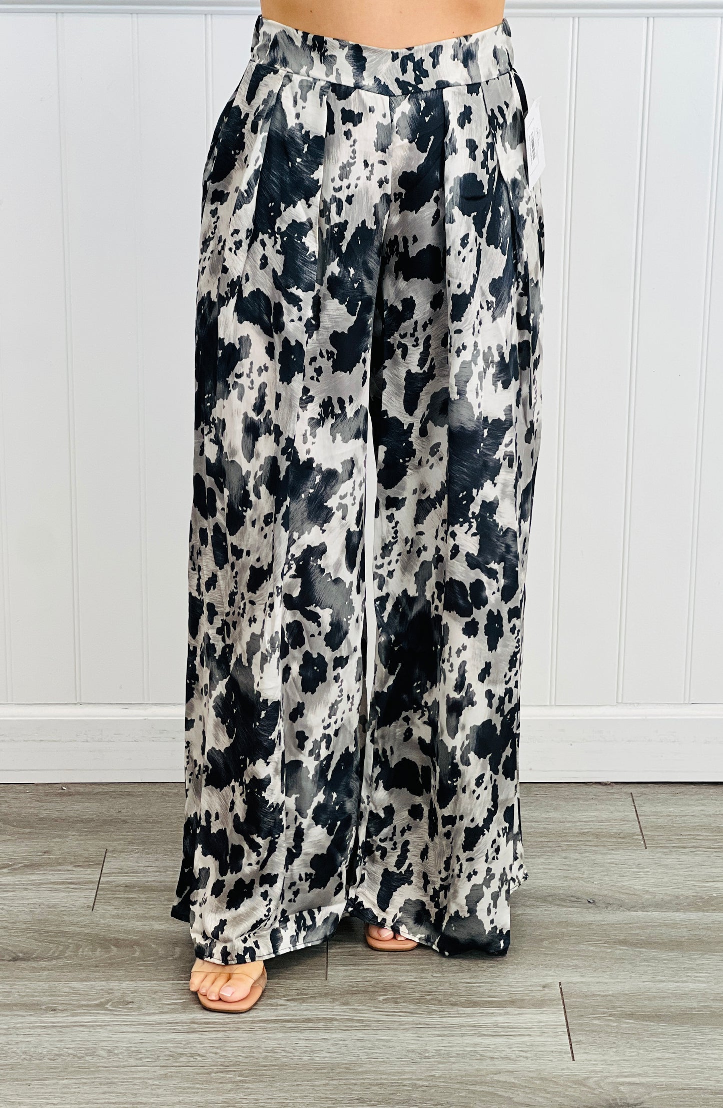 Black Abstract Animal Print Palazzo Pants (Reg.)