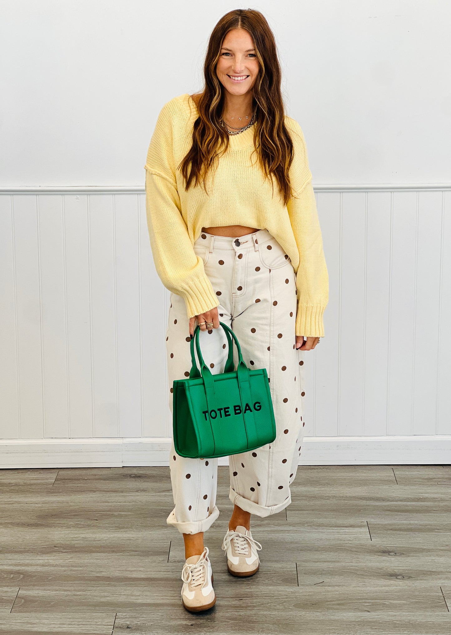Cream/Brown Polka Dot Wide Leg Pants (Reg.)