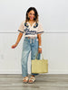 Beige Floral Patch & Lace Cheers Tee Top (Reg & Plus)