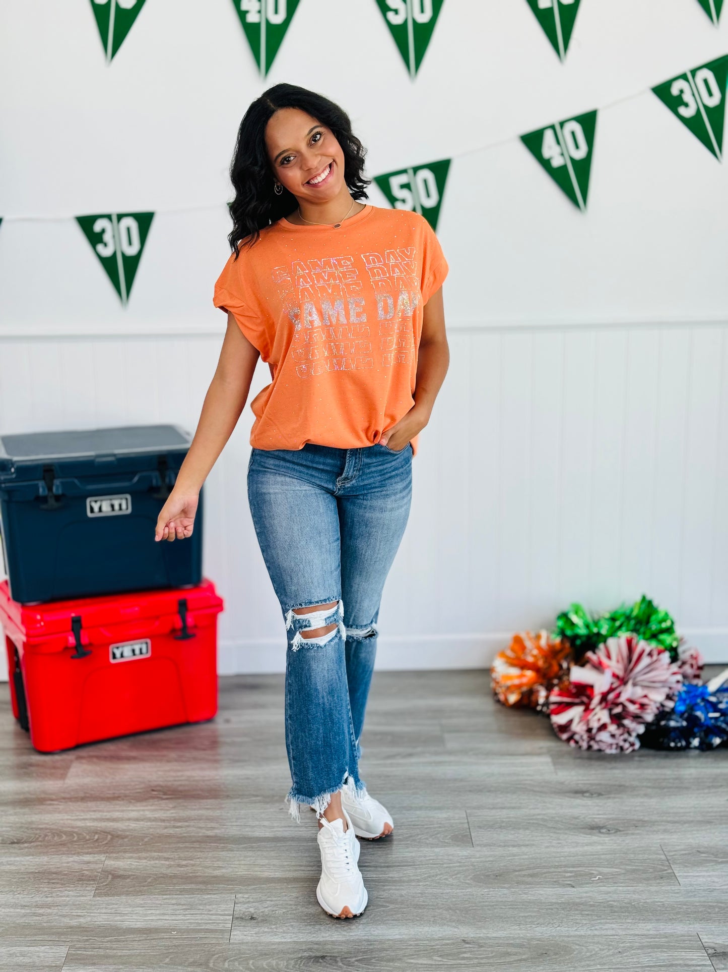 Game Day Rhinestone Top (Reg. and Plus) - 5 Colors