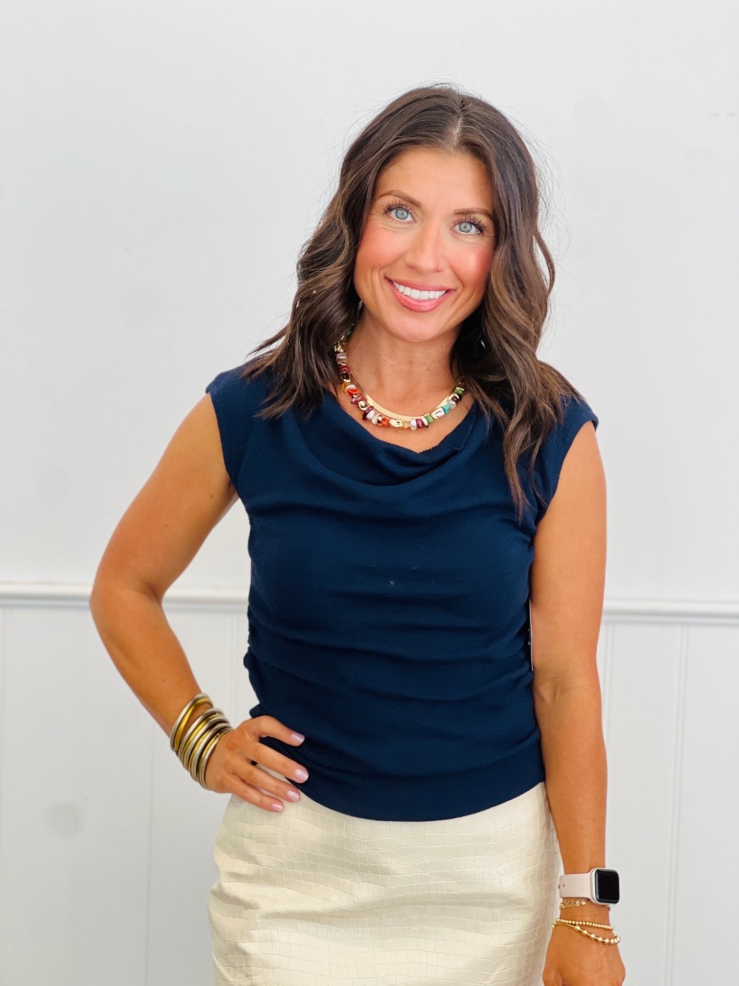 Side Ruched Cap Sleeve Top (One Size) - 3 Colors