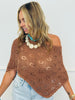 Mocha Openwork Sweater Poncho Top (Reg.)