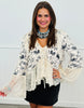 Western Sparkly Lace Trim Tie Cardigan Top (Reg. and Plus)