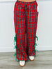 Red Plaid Side Tie Jogger Pants (Reg. and Plus)