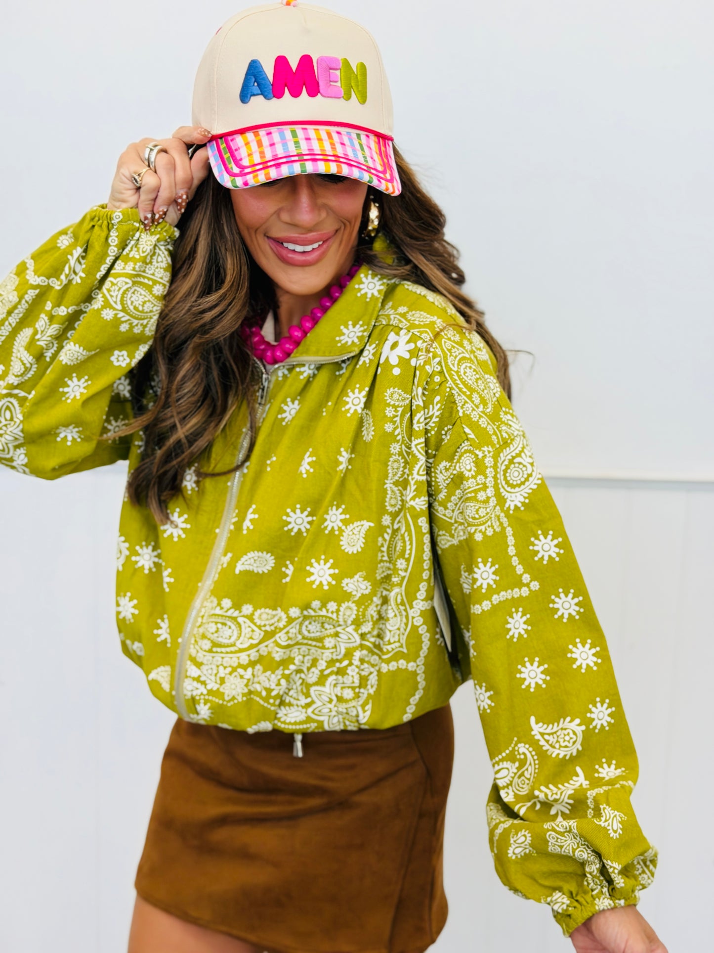 Golden Lime Bandana Print Bomber Jacket (Reg.)