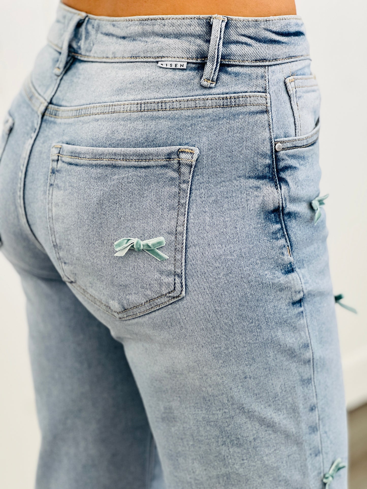 Risen Light Bows Abound Barrel Jeans (Reg & Plus)