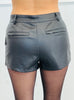Black Washed Faux Leather Micro Shorts (Reg.)