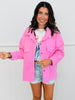 Pink Distressed Button Up Jacket (One Size)