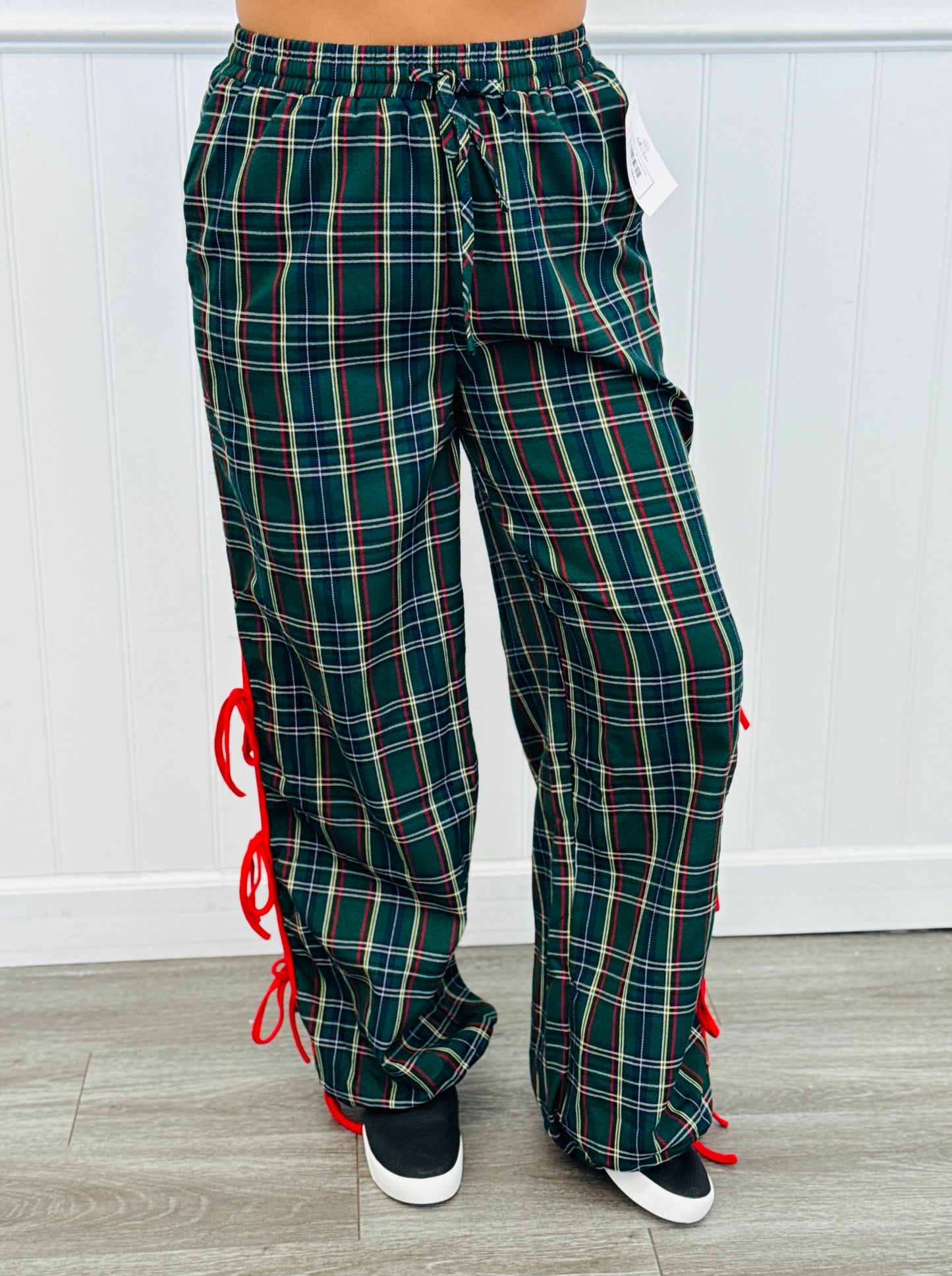 H Green Plaid Side Tie Jogger Pants (Reg. and Plus)