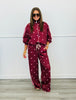 Burgundy Polka Dot Side Stripe Pants (One Size)