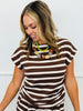 Brown/White Stripe Pullover Top (Reg.)