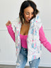 White Floral Printed Vest With Hoodie (Reg.)