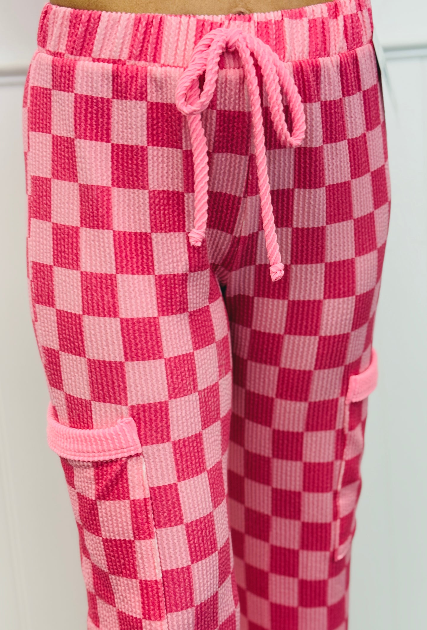 Checkerboard Drawstring Waist Pants (Reg & Plus)-3 Colors