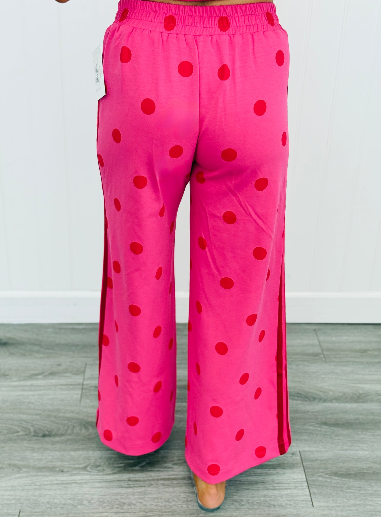 Hot Pink Polka Dot Side Striped Pants (Reg.)