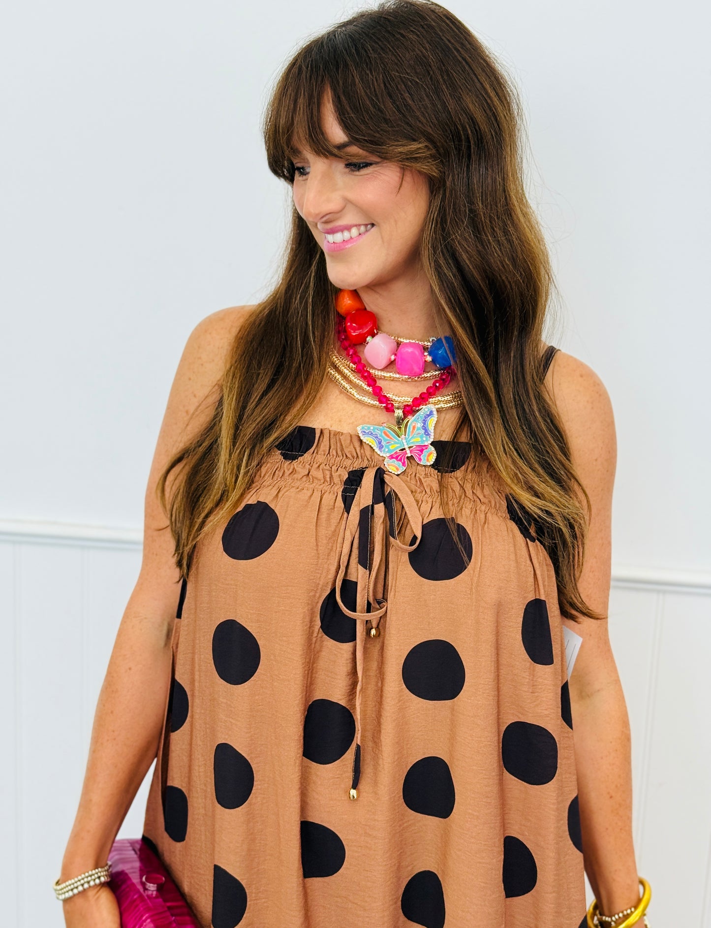 Toast Polka Dot Strappy Midi Dress (Reg.)