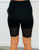 Black Lace Hem Biker Shorts (Reg. and Plus)