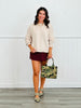 Oatmeal Pearl Detail Pocket Pullover Sweater (Reg. and Plus)