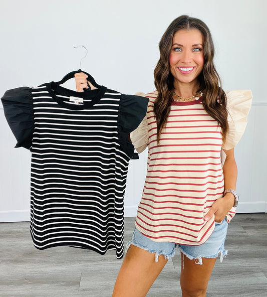 Flared Up Striped Top (Reg)-2 Colors