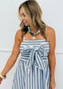 Denim/White Striped Bow Tie Maxi Dress (Reg. and Plus)