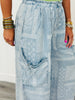 Denim Patchwork Paisley Print Pants (Reg.)-2 Colors
