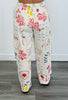 White Denim Printed Twill Cargo Pants (Reg. and Plus)
