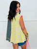 Lemon Grey Ink Striped Color Block Sleeveless Top (Reg & Plus)