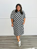 Black/White Checkered Midi Dress (Reg. and Plus)