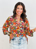 Dear Scarlett Navy Multi 3/4 Sleeve Lizzy Top (Reg. and Plus)
