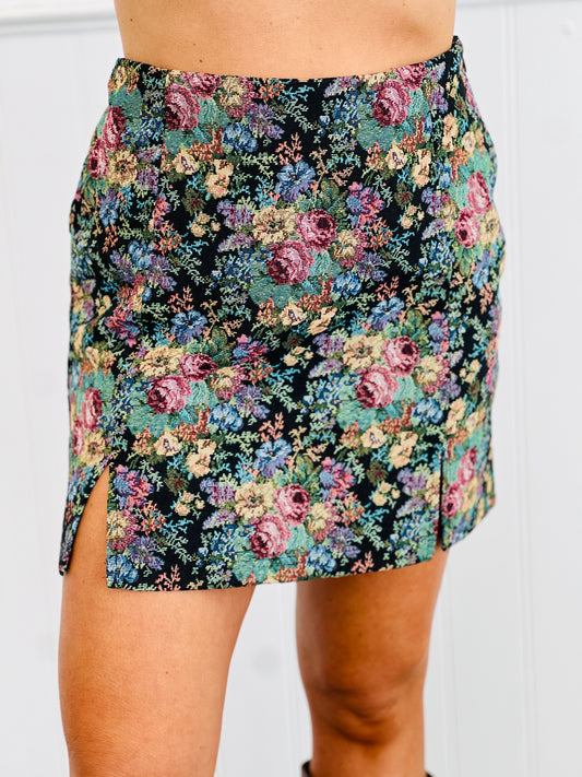 Black Multi Floral Mini Skirt (Reg.)