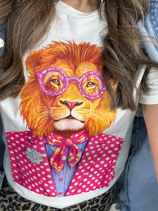 Lion Polka Dot Suit Bling Tee (Reg. and Plus)