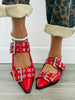 Red Buckle It Up Slingback Flats